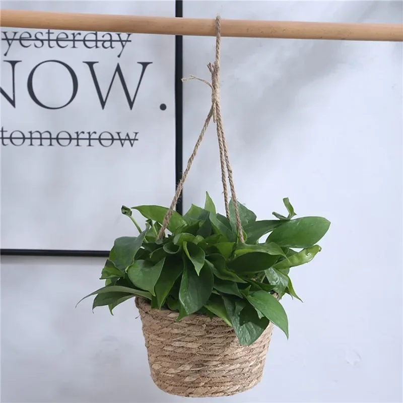 Garden Hanging Planter Macrame Plant Storage Basket Jute Rope Woven Indoor Outdoor Flower Pot Holder Plant Hangers Home Decor