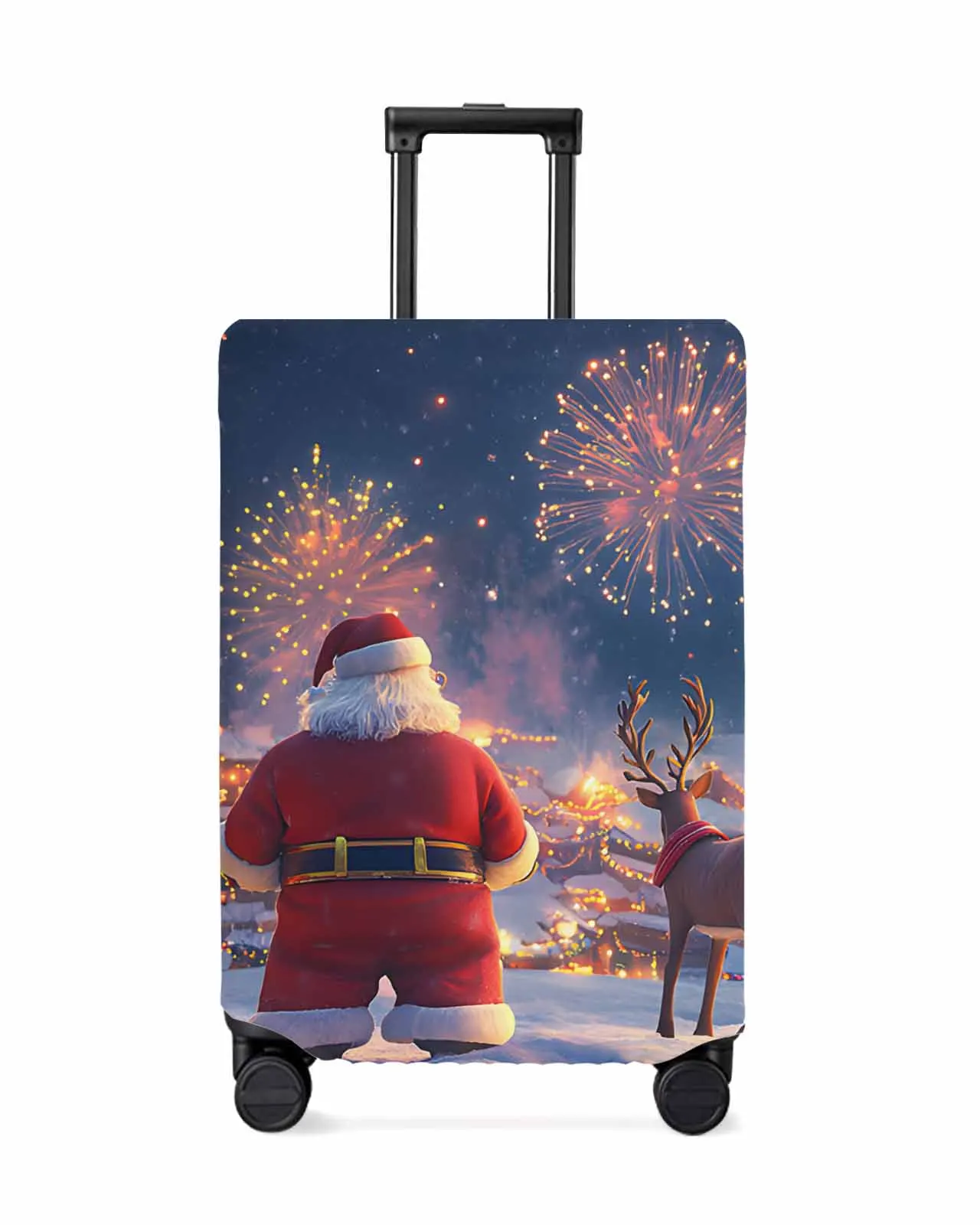 Christmas Old Man Reindeer Elastic Baggage Cover For 18-32 Inch Suitcase Case Dust Cover Travel Accessories