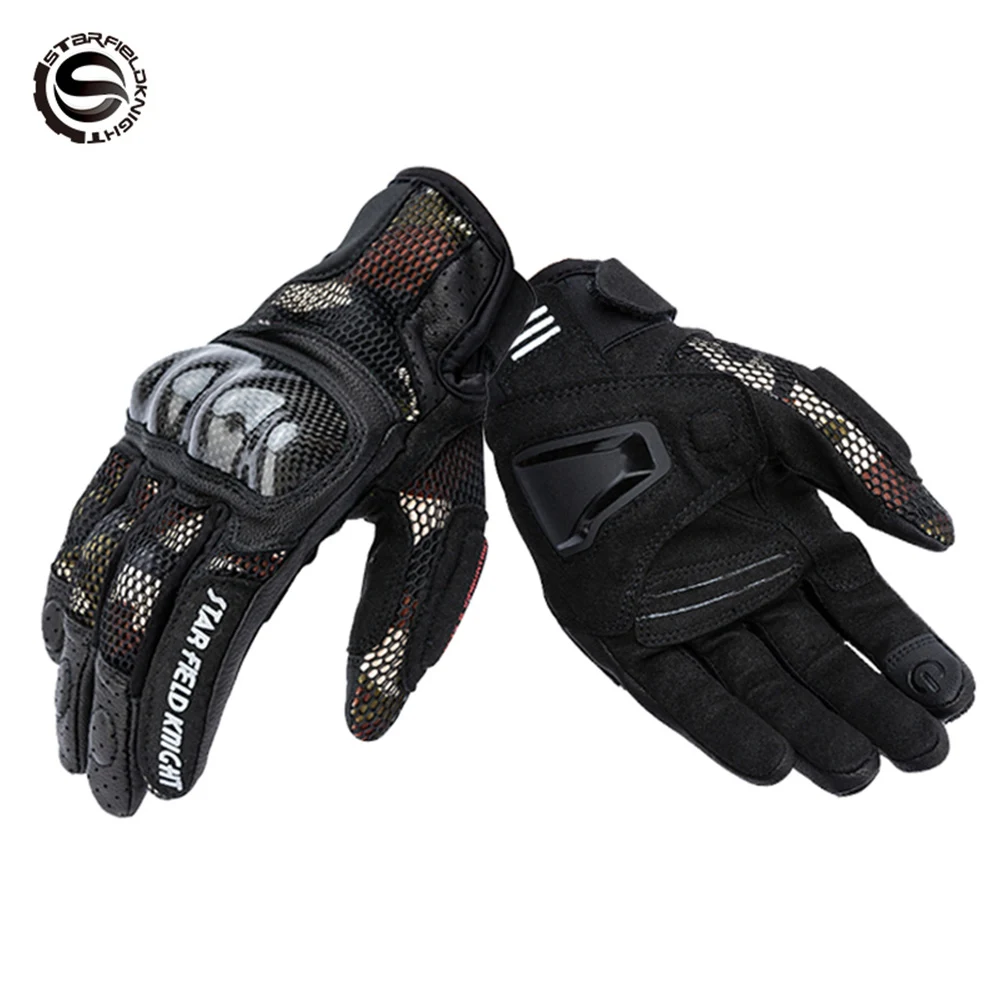 

Vintage Classic Summer Motorcyclist Gloves 3D Breathable Mesh Carbon Fiber Protect Motocross Professional Knights Equipemt Glove