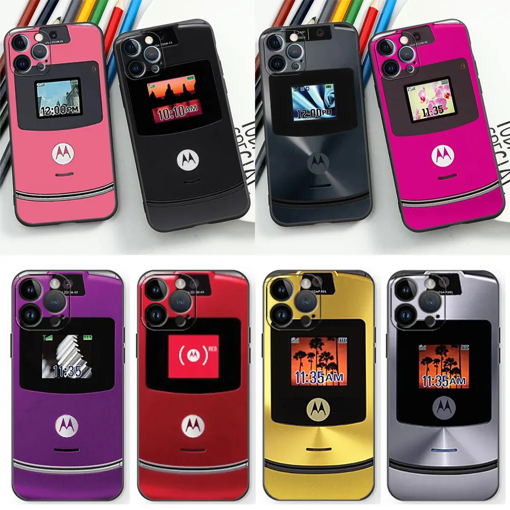 Motorola Razr Pink Phone Case For Apple iPhone 15 14 13 12 11 Pro Max Mini 8 7 Plus X XR XS SE 2020 Cases Black Soft Cover Cqoue