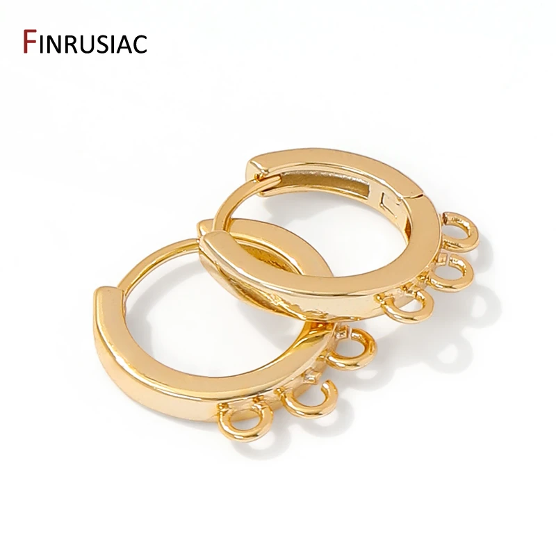 Trendy 14K Gold Plated Brass French Hoop Earring Clasps with 3 and 5 Open Rings For DIY Dangle Earrings Making Supplies image 3
