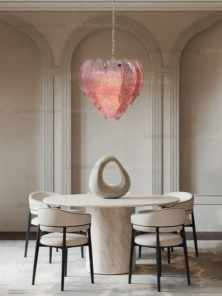 

2026 Ранняя весна, художественное розовое стекло OZ0105, подвесной светильник, подвесной светильник, люстра, внутреннее освещение для фойе, столовой, гостиной