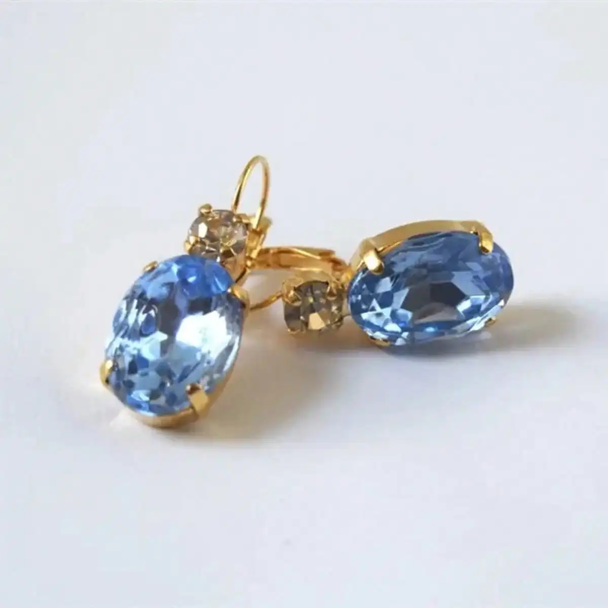 Boucles d'oreilles de luxe géométriques en cristal de zircone cubique bleue pour femmes, nouveaux bijoux de mariage en or exquis à la mode