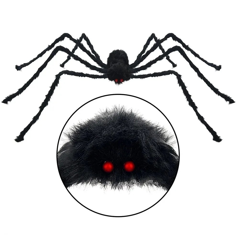3/2/1 Stück Halloween-Deko Riesige Schwarze Plüschspinne Halloween-Party Bar Spukhaus Horror-Requisiten Outdoor Gruselige Große Spinnen – Detail 11