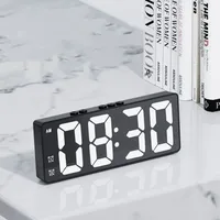 LED Electronic Mirror Alarm Clock Digital Clock Sound Control Temperature Clock Desktop Decoration