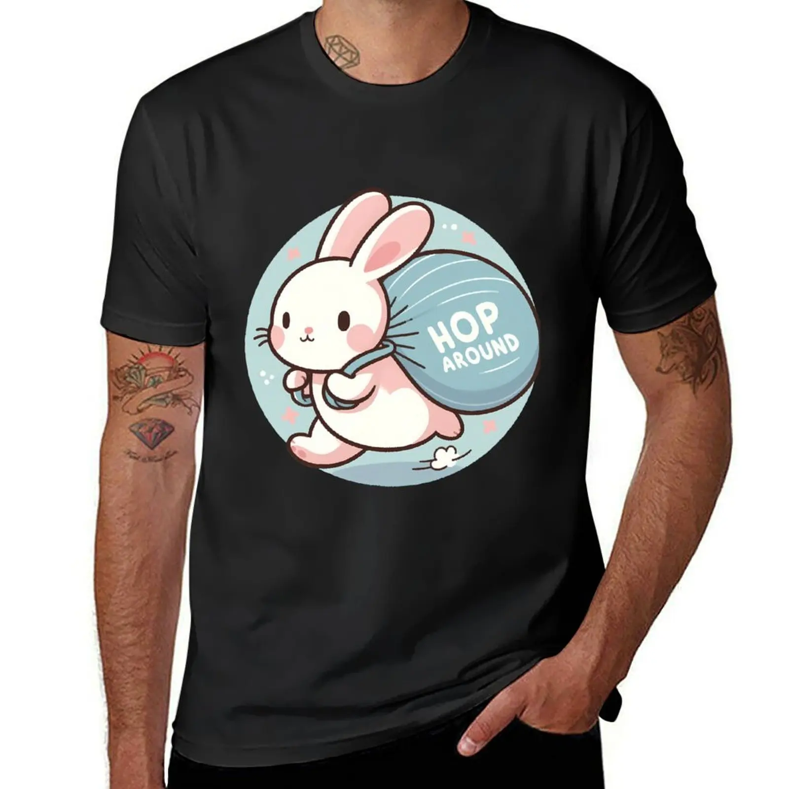 Cute Grasshoppers: Explore in the Company of the Rabbit T-Shirt boys whites Aesthetic clothing men t shirt