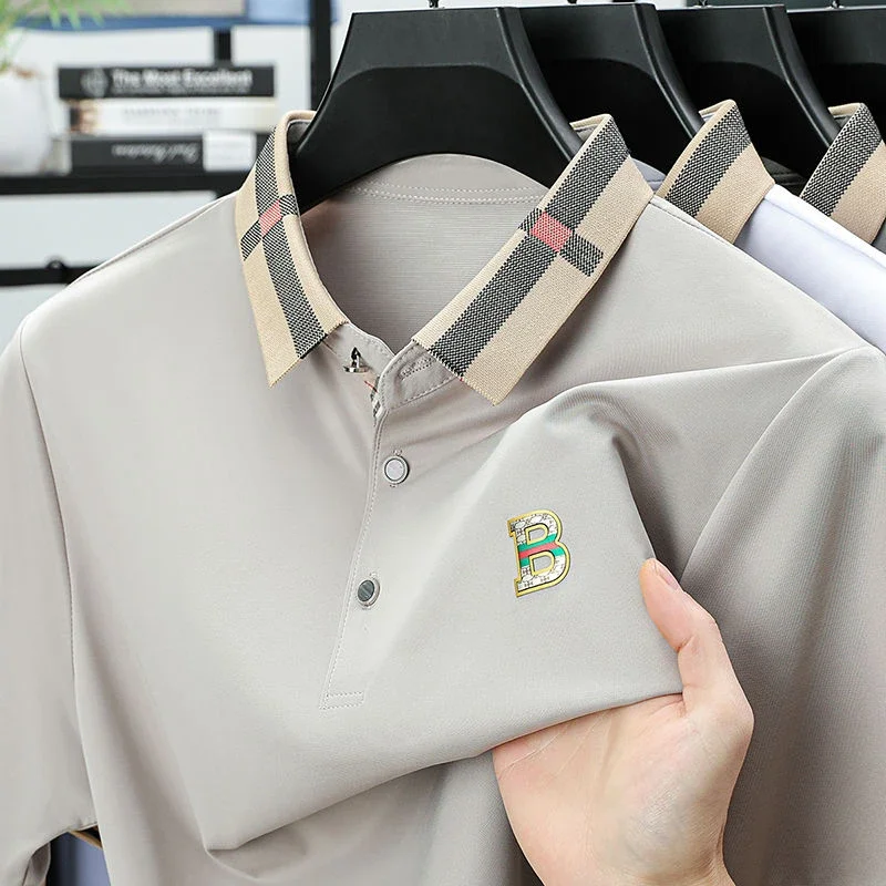 Luxury Brand Logo Short Sleeved Polo Shirt for Men's Summer New High-end Cotton Breathable Paul T-shirt Fashionable - Image 6