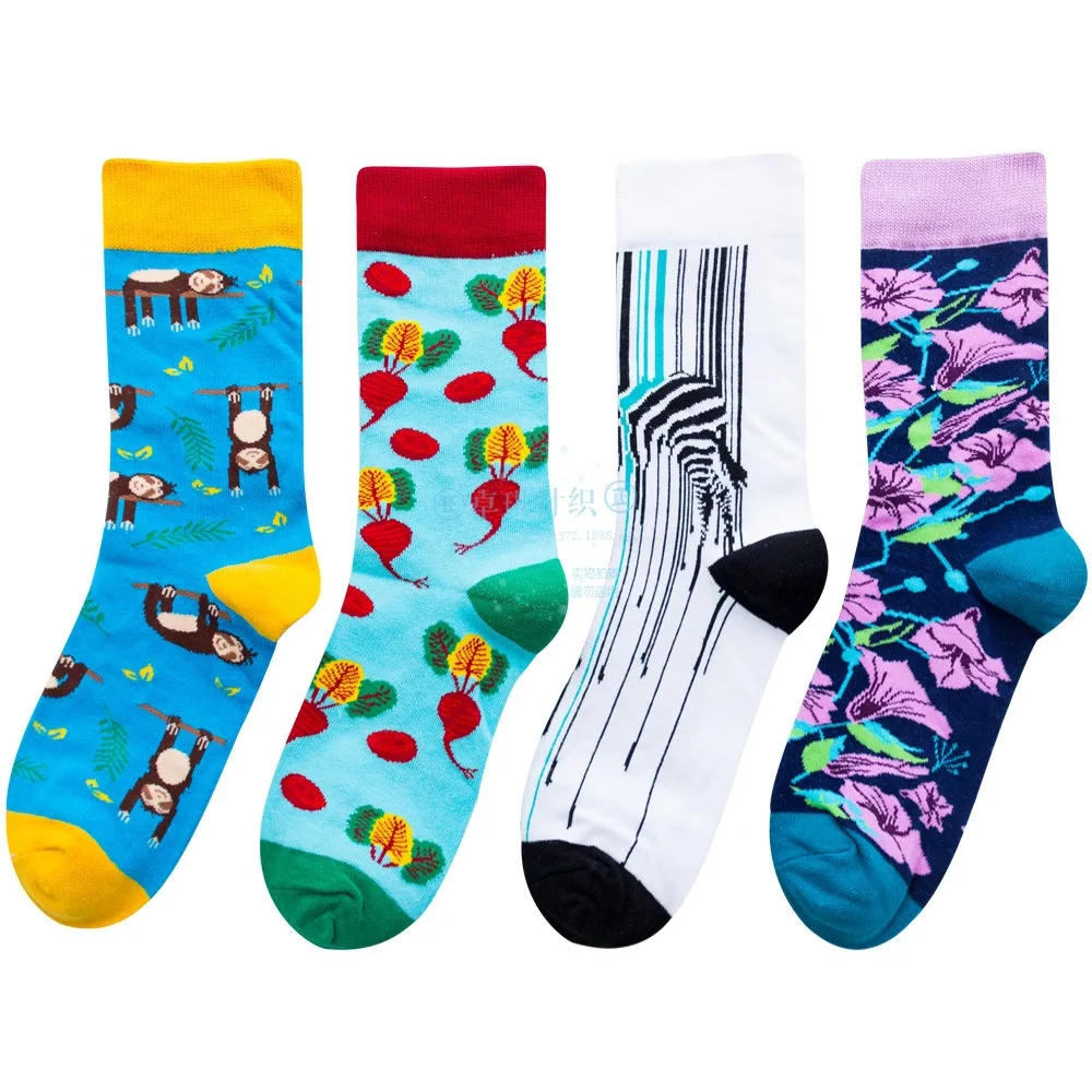 Turnip, morning glory, Ink Zebra, monkey, men and women cotton tube socks ZQ012