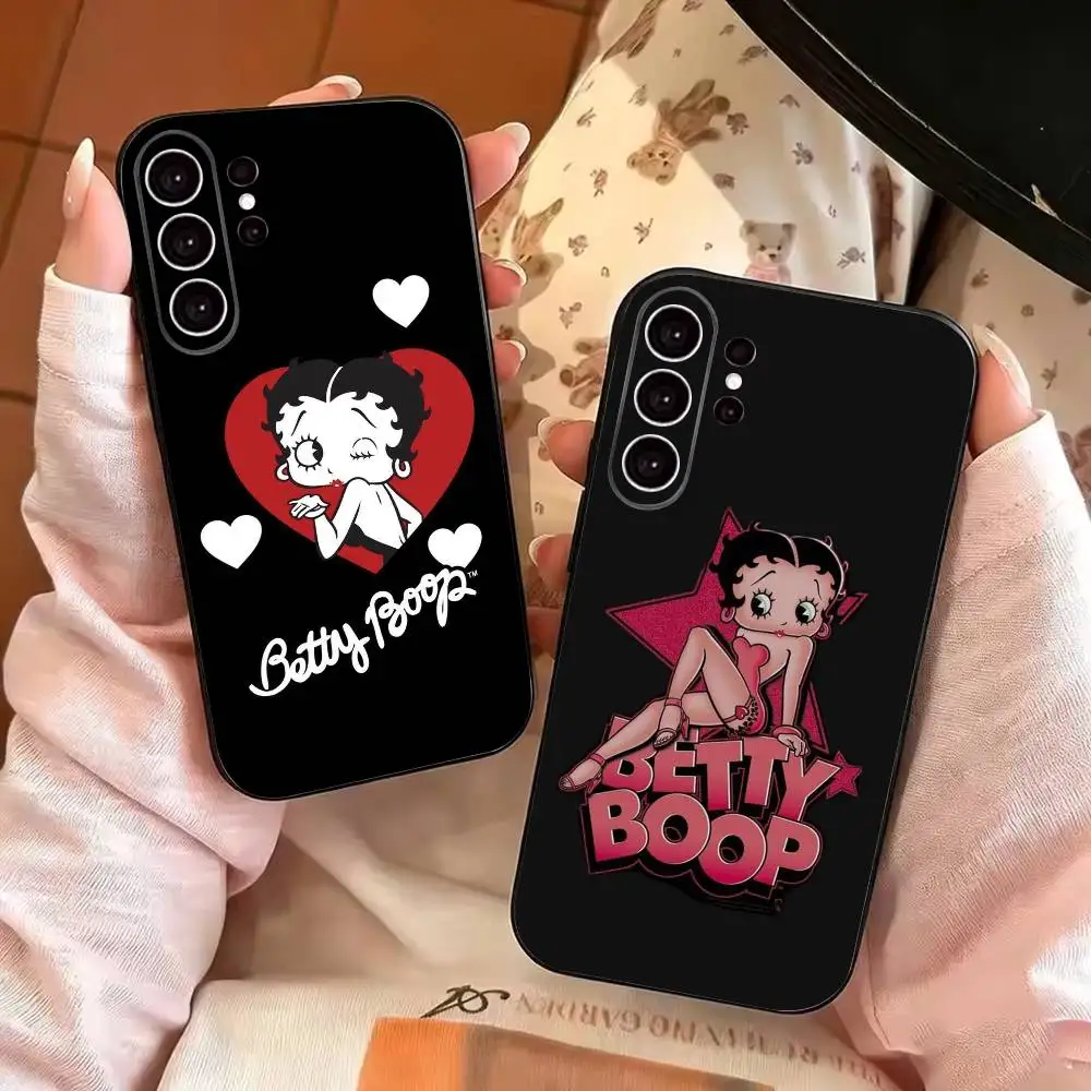 C-Cute cartoon B-Betty Boop Phone Case For Samsung S25,S24,S21,S22,S23,S30,Ultra,S20,Plus,Fe,Lite,Note,10,Black Cover