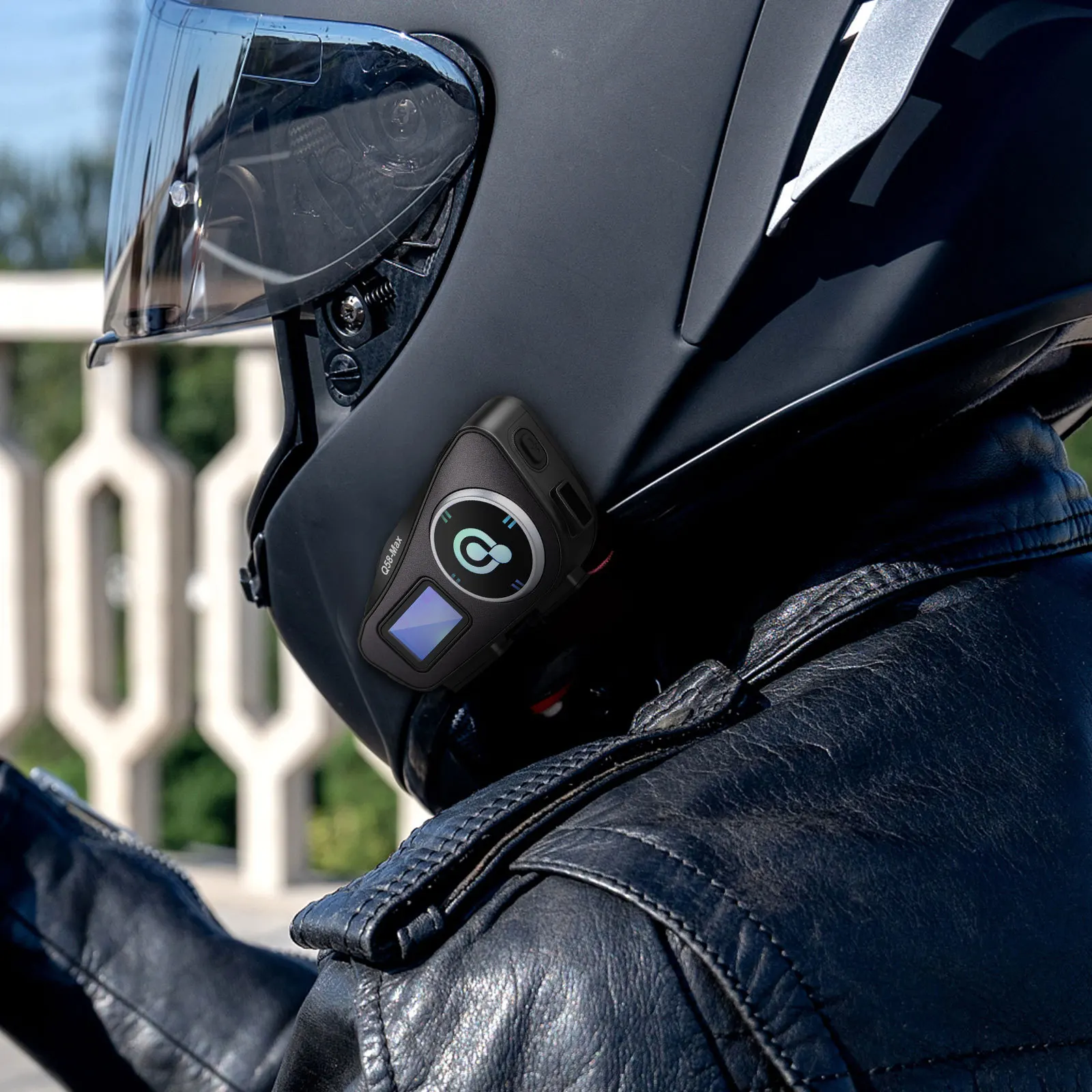 1 Pasang Headset Motor Nirkabel dengan Layar LCD, Headphone Suara Jernih, Interkom untuk Perjalanan Jauh, Headphone Motor untuk Panggilan