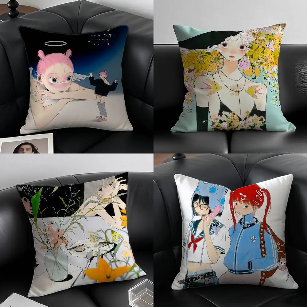 

B-By Moosaa's Illustration Art Pillow Case Custom Printed Brushed Fleece Pillow, Baby Skin-Touch, Eco-Friendly Dye-Sublimation C