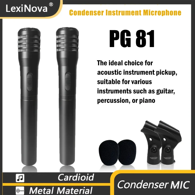 

PG81 Condenser Instrument Microphone With Switch Cardioid Microphone Acoustic Stage Performance Studio Recording XLR Connector