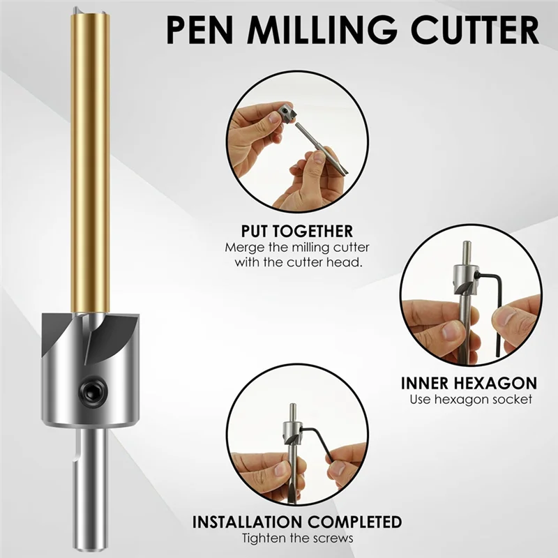 

AT02-Wood Turning Tools Withsocket Adapter Pencil Barrel Trimming Kit, 6Mm 7Mm 8Mm 9Mm