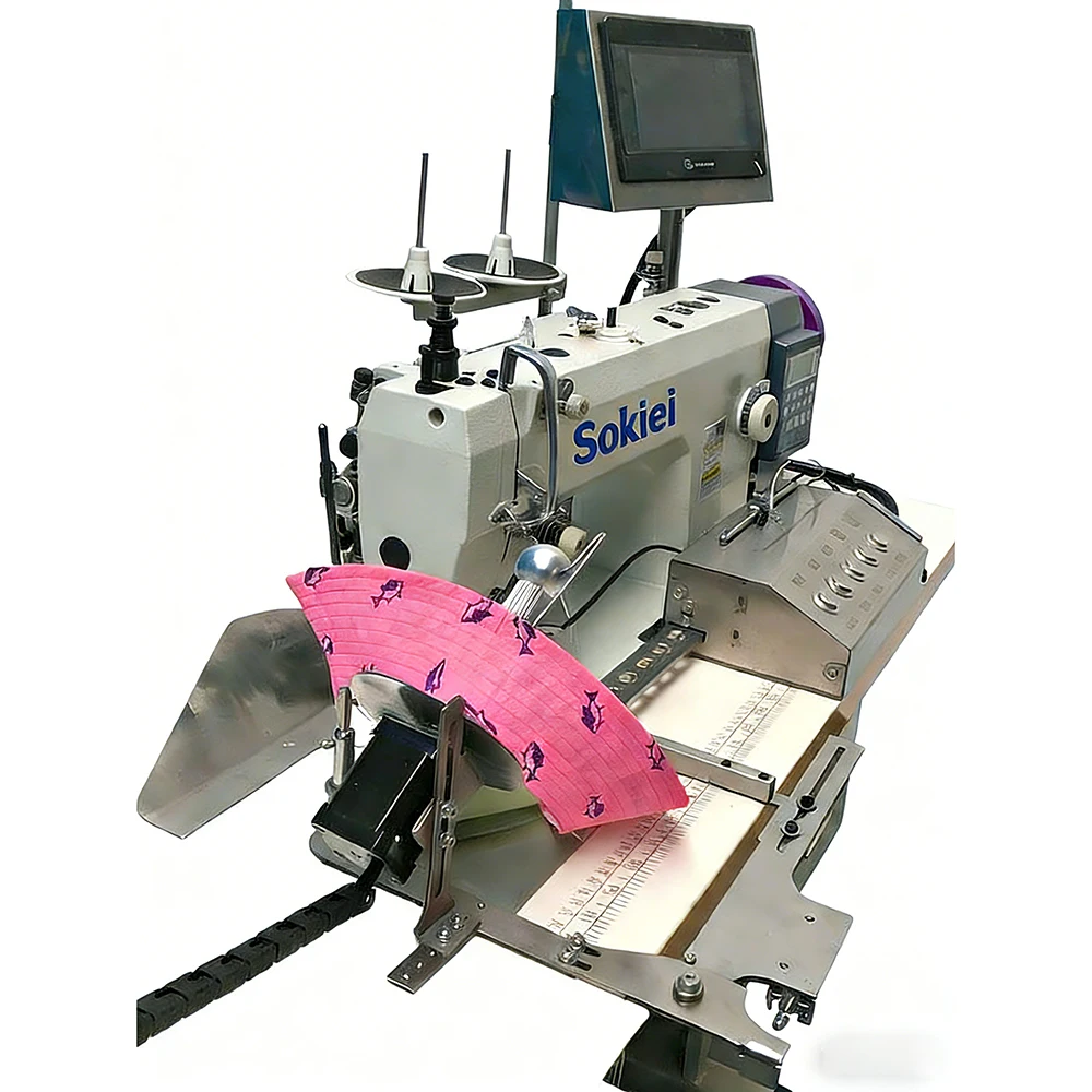 Industrial Programmable Automatic Flat-Bed Chain Stitch Brim Hat Sewing Machine For Basin And Fisherman Hats