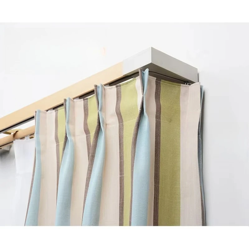fy-European High-End Wood Grain Double Curtain Track Wall Install Rail Set with Accessories France Spain Inspired Design