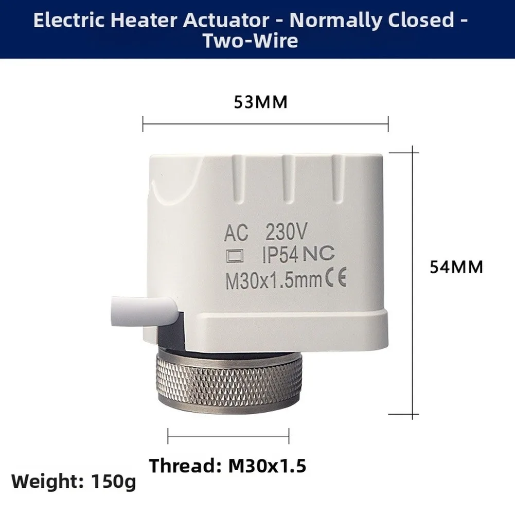 Electric Actuator 4 Wire 220-230V AC 50 60Hz for Floor Heating Control Systems M30x1.5mm Thread Easy Installation