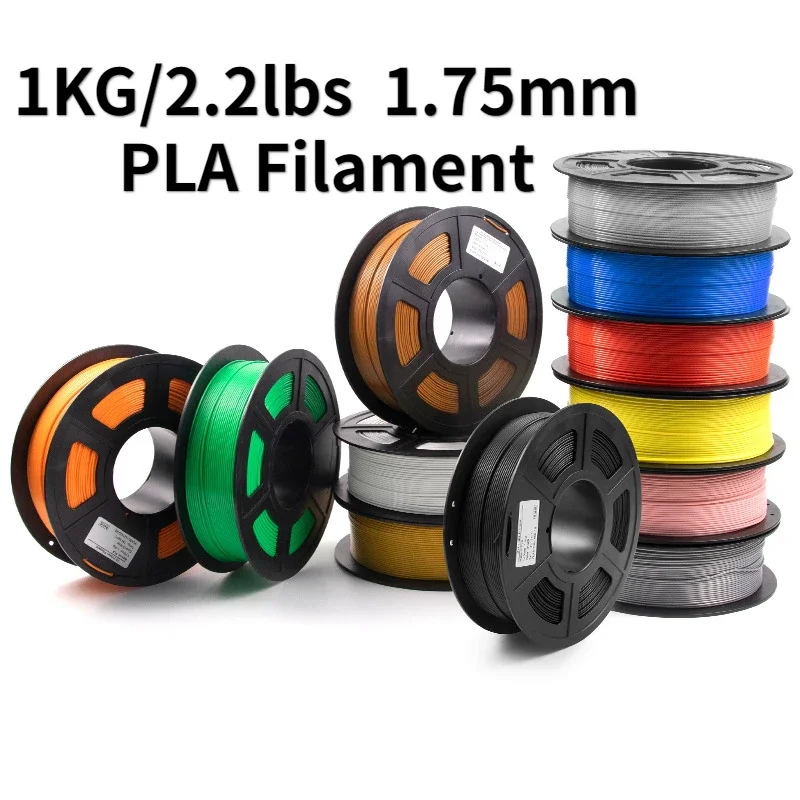 Imagem -02 - Filamento Pla para Impressora 3d Material Preto Branco Cinza Laranja Amarelo Marrom Azul Vermelho 1kg 22 Lbs 175 mm