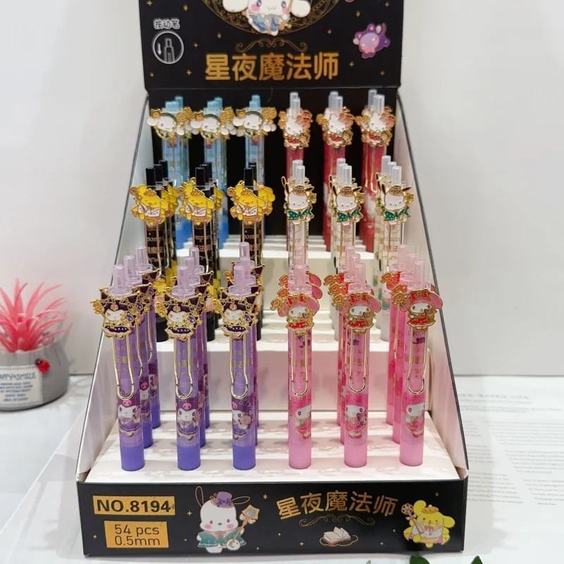 

12/36pcs Sanrio Kuromi Melody Cinnamoroll Kitty Gel Pen Cute PomPomPurin 0.5mm Black Ink Press Signature Pens School Supplies