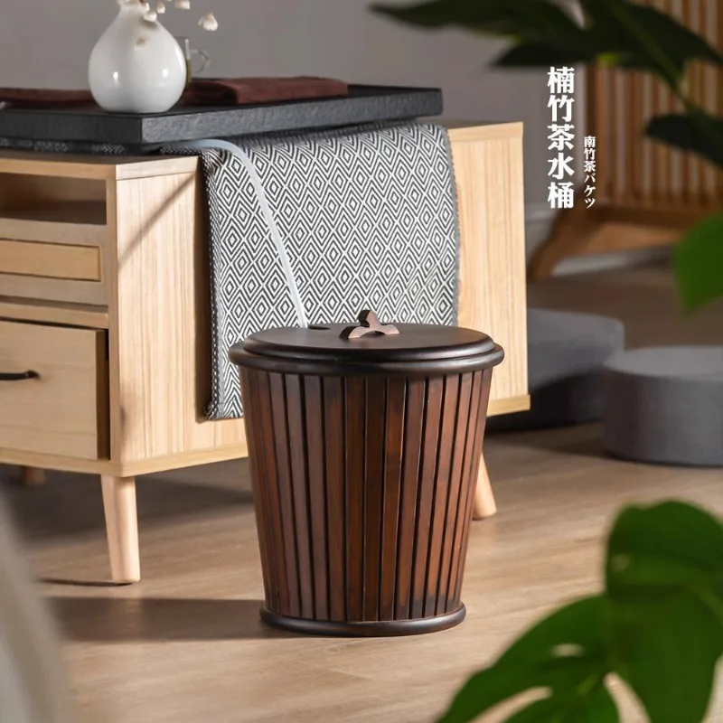 Bamboo tea residue wastewater bucket household tea table trash can tea set accessories filter drainage bucket