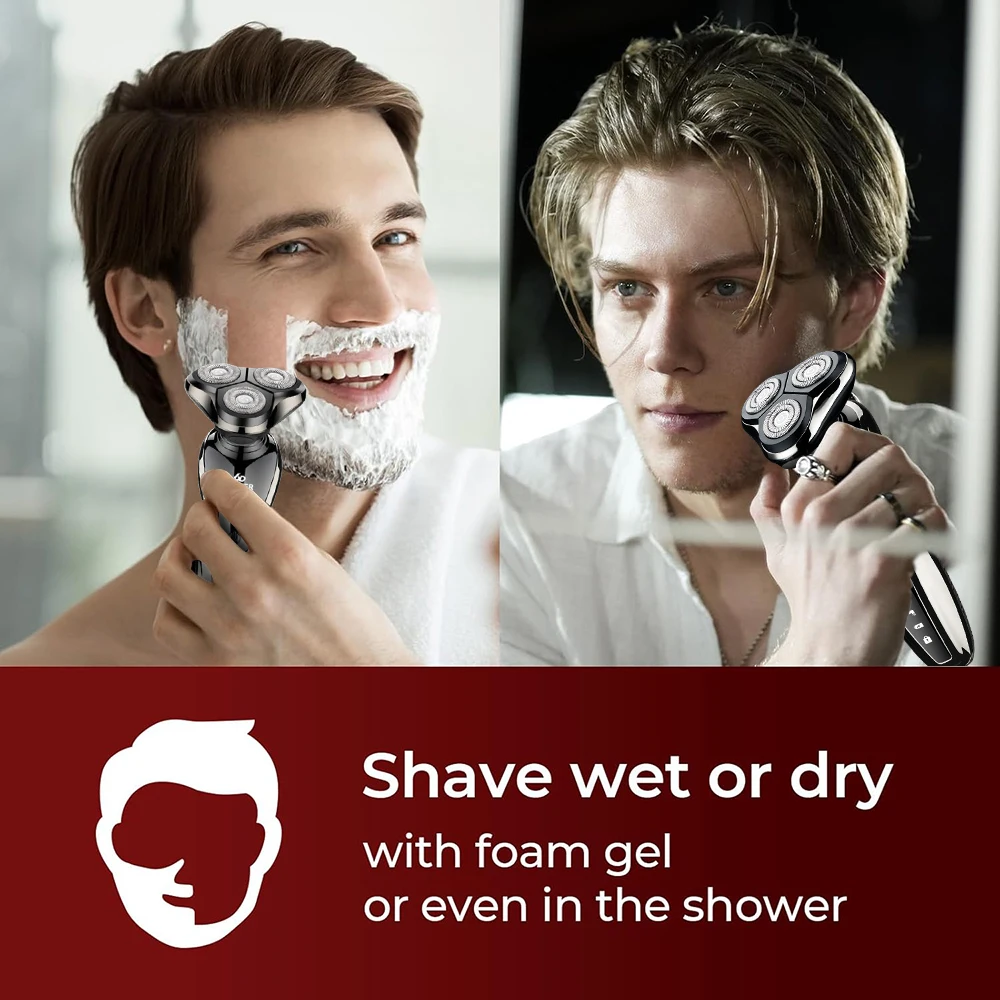 ماكينة حلاقة كهربائية مجموعة المهنية الحلاقة مقاوم للماء اللحية الأنف الوجه الشعر المتقلب الروتاري ثلاثية الأبعاد العائمة الحلاقة قابلة للشحن للرجال
