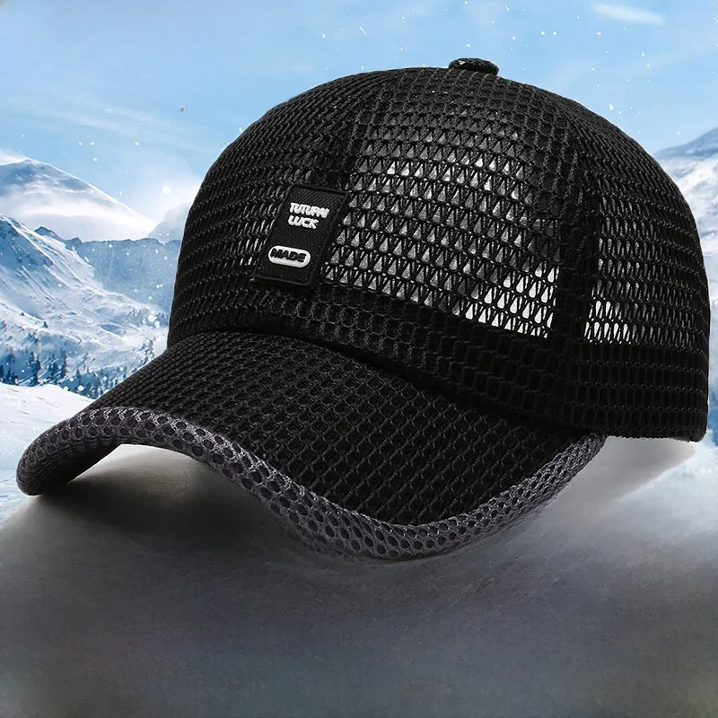 Sommer-Baseballkappe mit UV-Schutz, Sonnenschutzkappe, atmungsaktives Mesh, Outdoor-Wander- und Angelkappe, verstellbare Snapback-Sonnenkappe – Detail 1