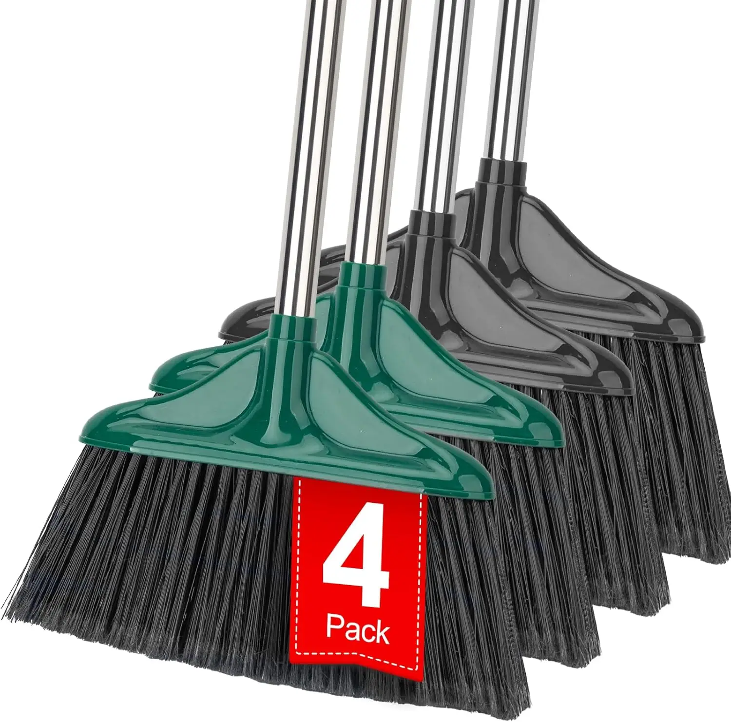 

4-Pack Heavy Duty Broom with 61" Long Handle for Indoor/Outdoor Use in Home, Garage, Kitchen