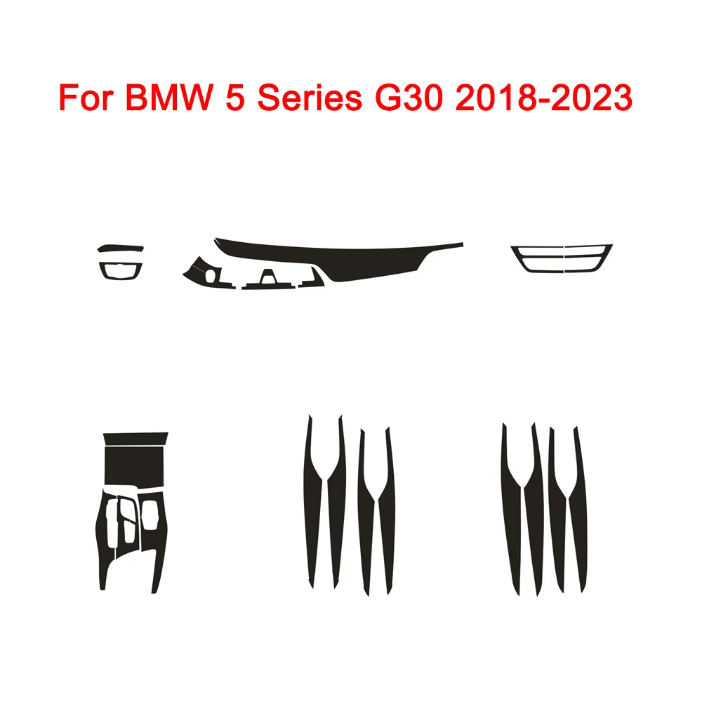 For BMW 5 Series G30 2018-2023 3D 5D Carbon Fiber Car Interior Center Console Cover Color Change Molding Sticker Decals