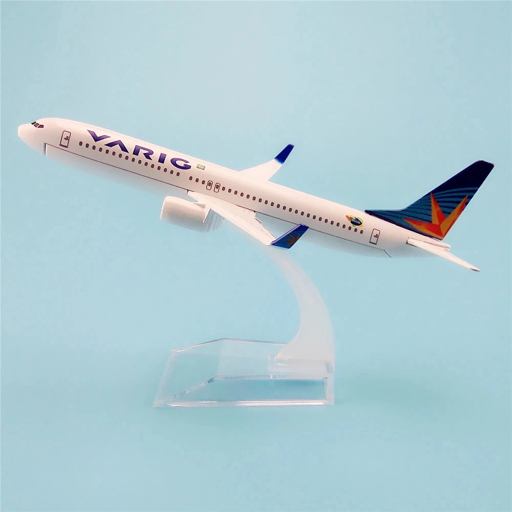 16cm Metal Alloy Plane Model Brazil Air VARIG Airways Boeing 737 B737 800 Airlines Airplane Model w Stand Aircraft Gift