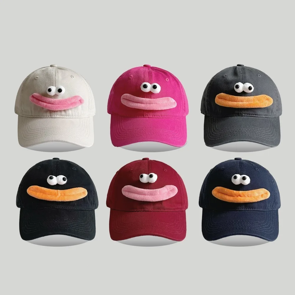 

Cute Cartoon Baseball Cap Fashion Sausage Mouth Adjustable Big Eyes Hat Breathable Cotton Sports Hats Outdoor