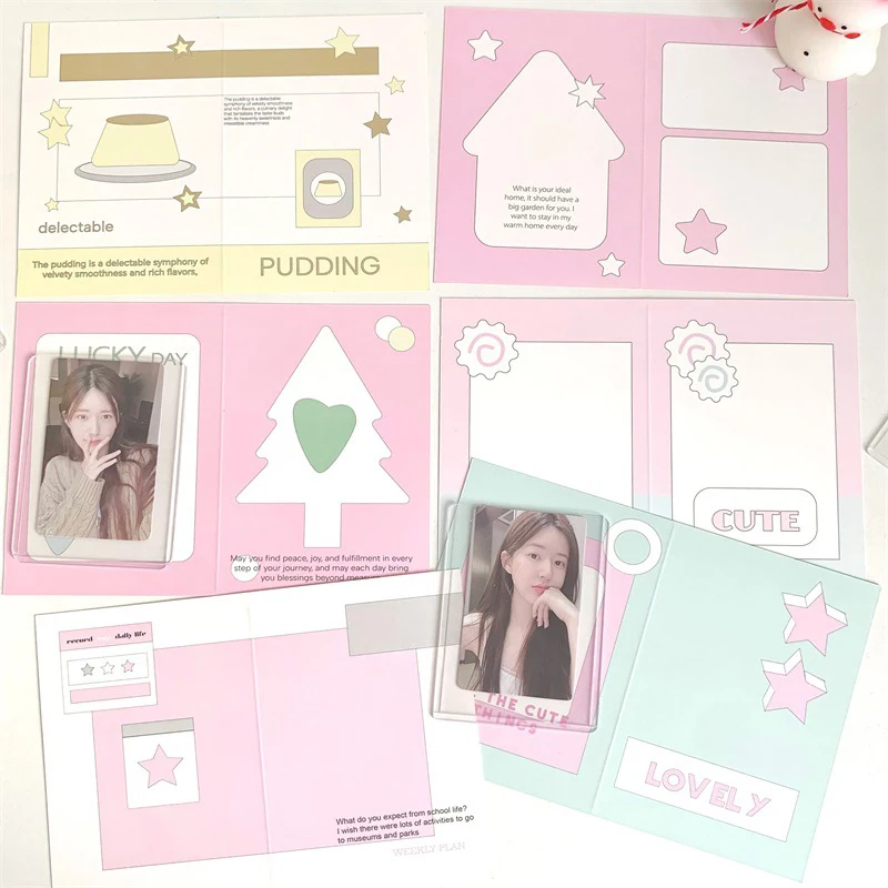 10PCS Ins Fashion Cute Kpop 3-inch Photo Card Back Card Foldable Card Holder Fix Decor Paper Board DIY Packing Material