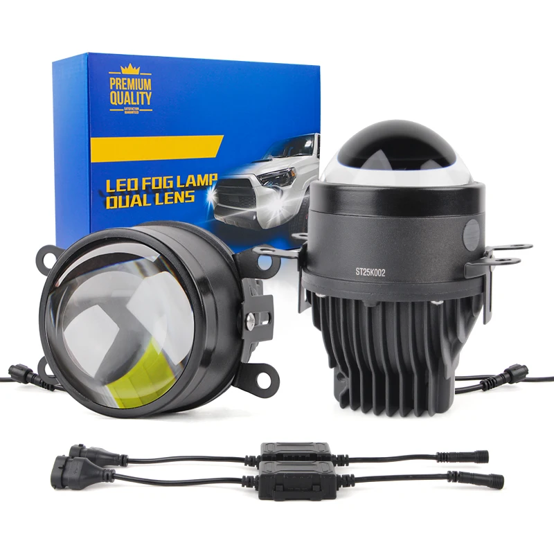 

IP67 Waterproof Car Fog Lamp Bulb 3Inch BiLed Lens Projector White Yellow Universal Led Lights High&Low FogLights 3.0 12V