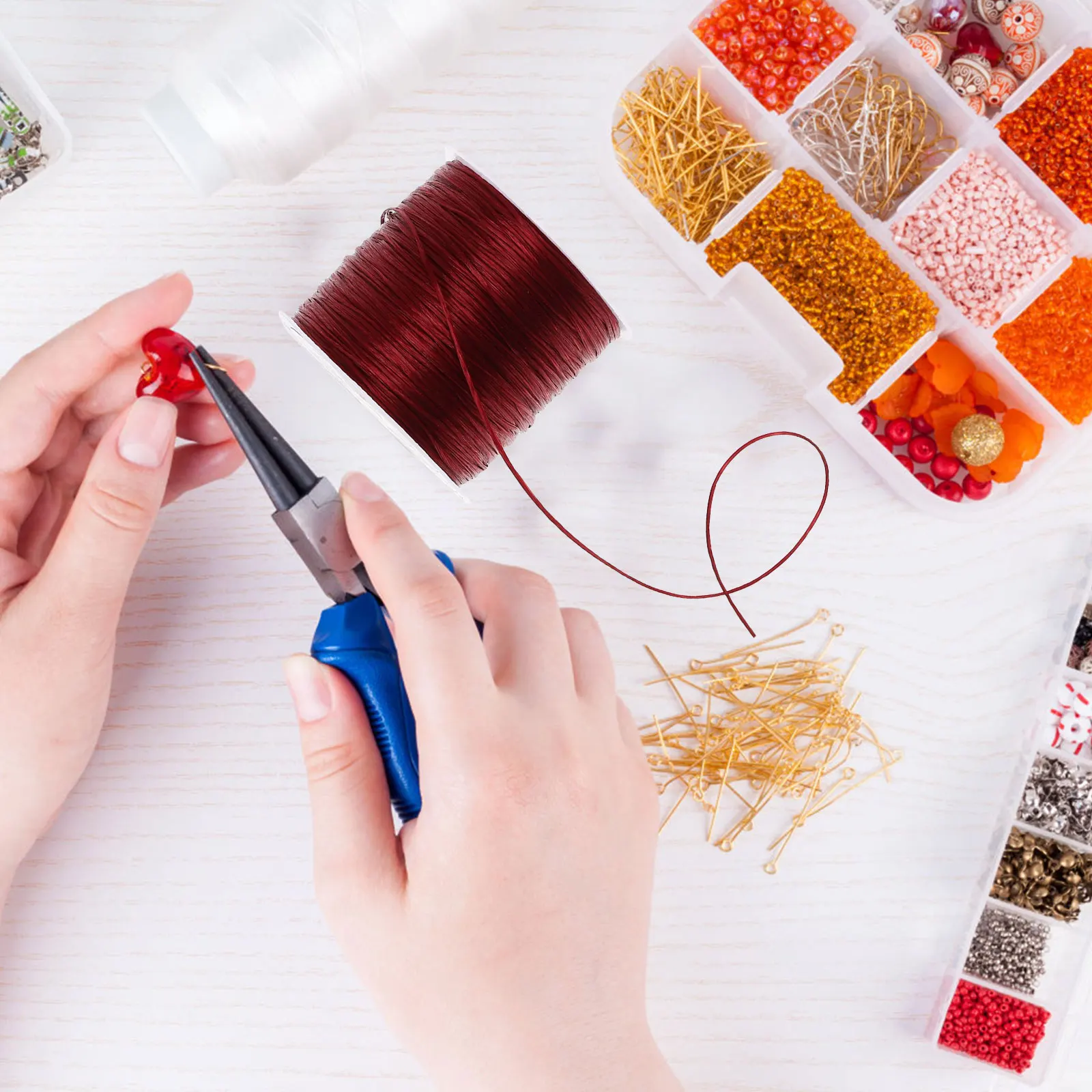 

4 Rolls Elastic String for DIY Jewelry Making Stretchy Cord Bracelet Necklace Craft Supplies Stretchy String Decorative Rope