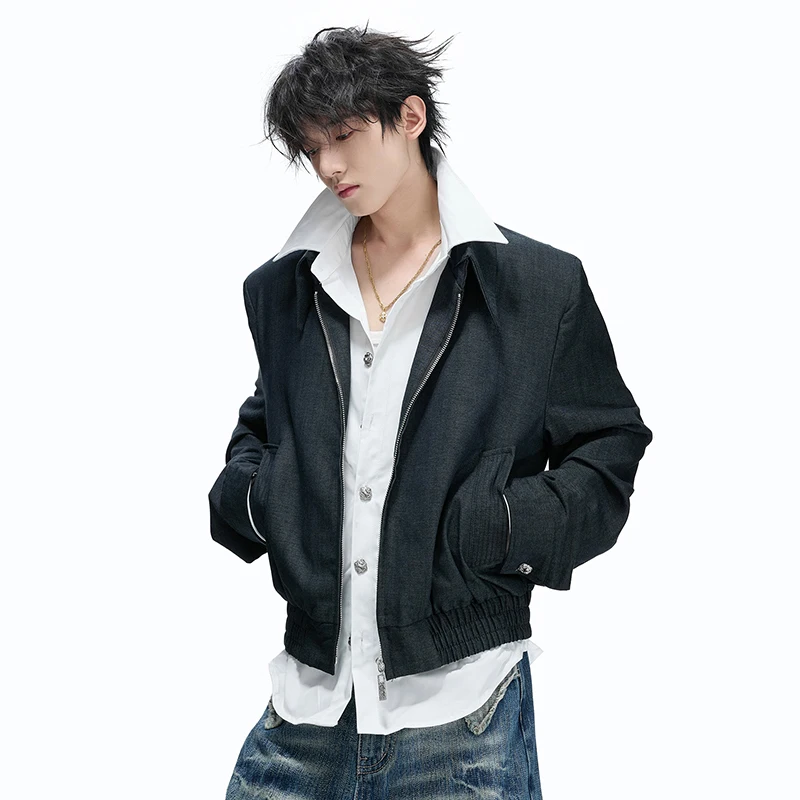 LUZHEN 2026 New Fake Two Piece Design Double Layer Shirts Jacket Men's Fashion Handsome Solid Color Casual Male Clothes JY8660