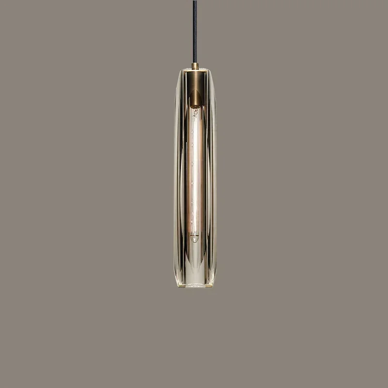 Modern all-copper light luxury crystal pendant light bedroom bedside living room dining bar table single head pendant lamp
