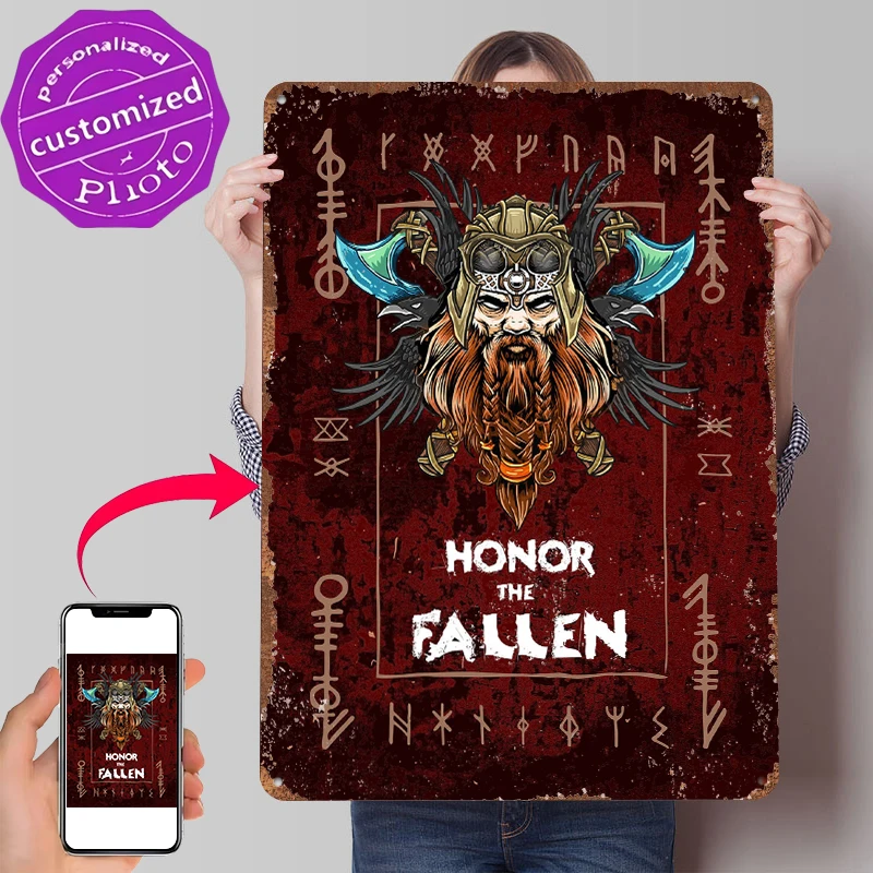 Honor the Fallen Metallposter, individuelle Wandkunst, Retro-Vintage-Blechschilder für die Inneneinrichtung, Bürodekoration, Raumdekoration, Heimdekoration