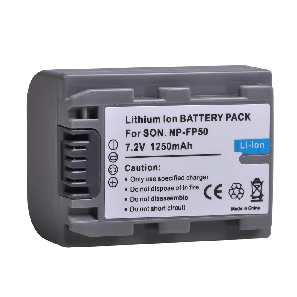 بطارية عالية السعة 1250 مللي أمبير في الساعة NP-FP50 لكاميرا الفيديو سوني NP-FP30 FP70 FP90 مع شاحن USB لـ HC24E CX405 CX220 شحن سريع