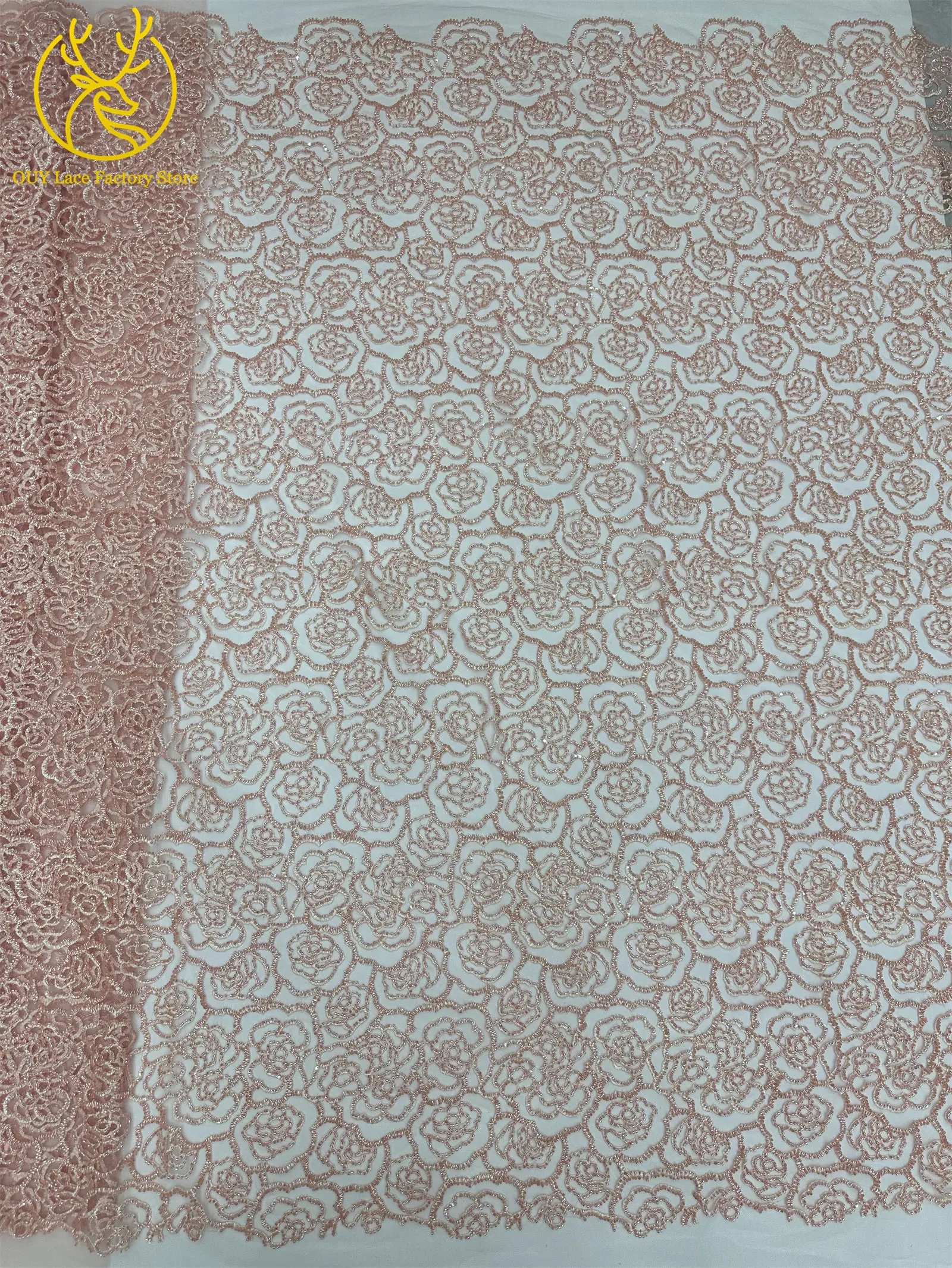 Stickerei-Blumen Perlen-Pailletten Spitzenstoff Französischer Tüll Netz-Stickerei Nigerianischer Spitzenstoff Brautkleid-Stoff – Detail 21