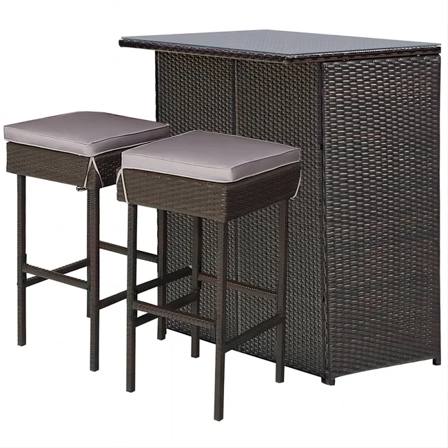 

Bar Set Outdoor Garden Wicker Rattan Furniture