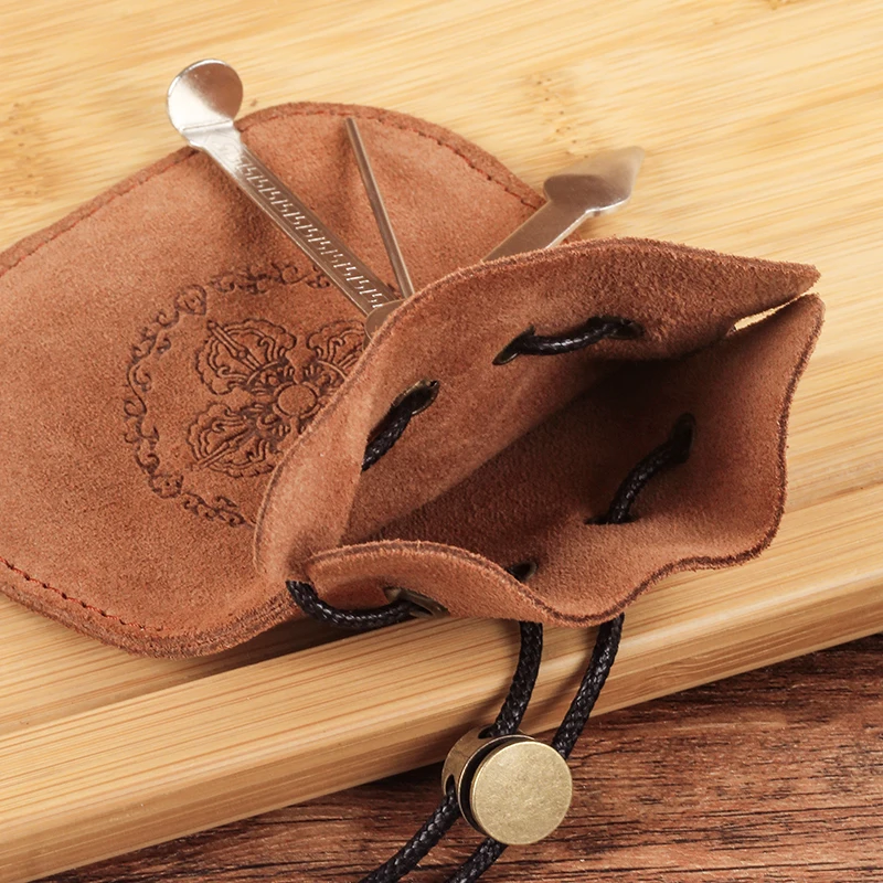 Genuine Leather Tobacco Bag Portable Cigarette Rolling Pipe Tobacco Pouch Case Wallet Clean Tools Smoking Accessories