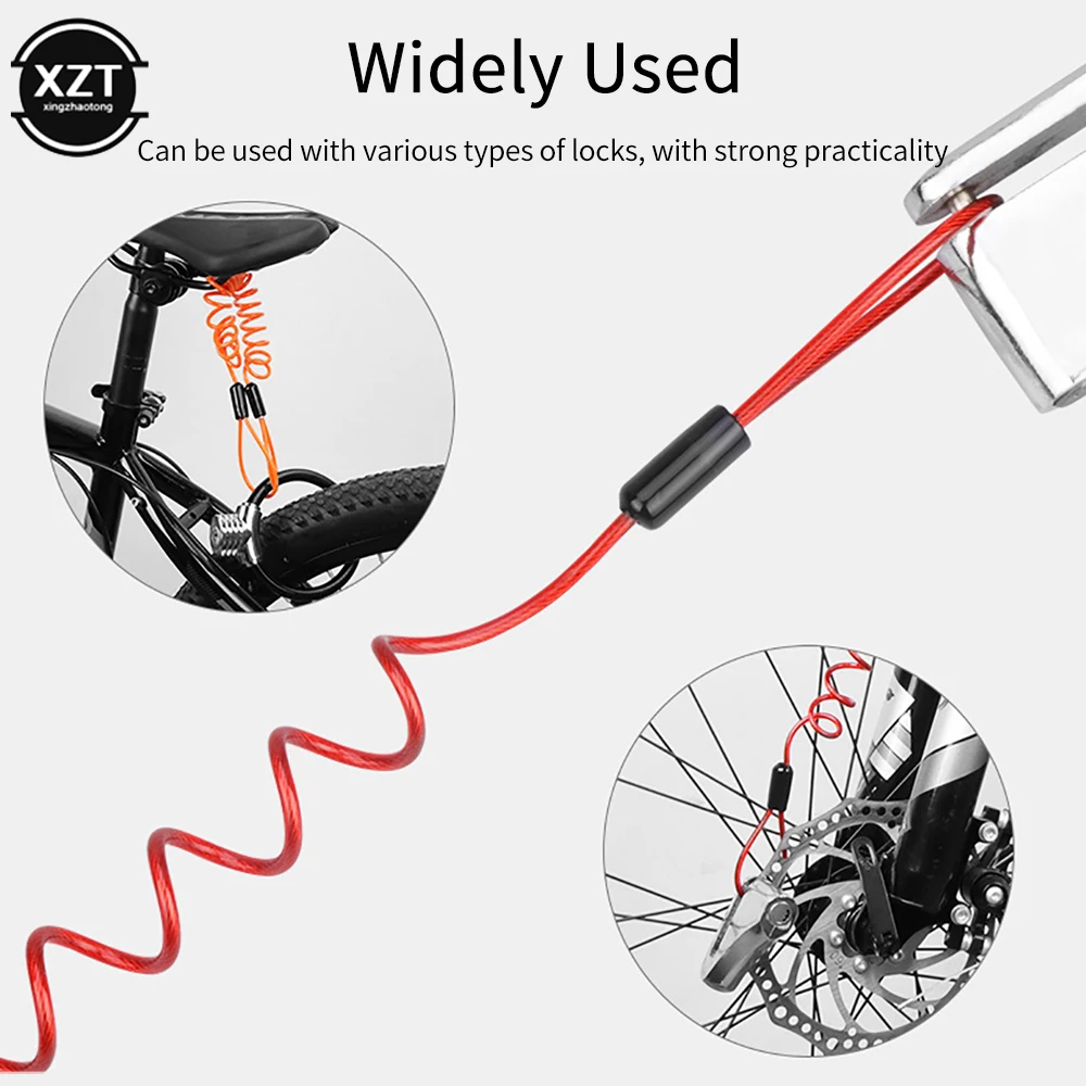 Bike Spring Cable Lock Anti-Theft Rope Alarm Disc Lock Bicycle Security Reminder Motorcycle Theft Protection 1.2m