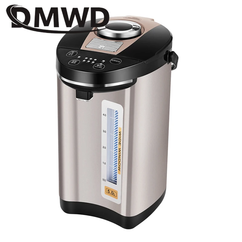 DMWD-botella de agua caliente termostática inteligente de acero inoxidable, 5L, aislamiento automático, tetera eléctrica, calentador, olla de cocina