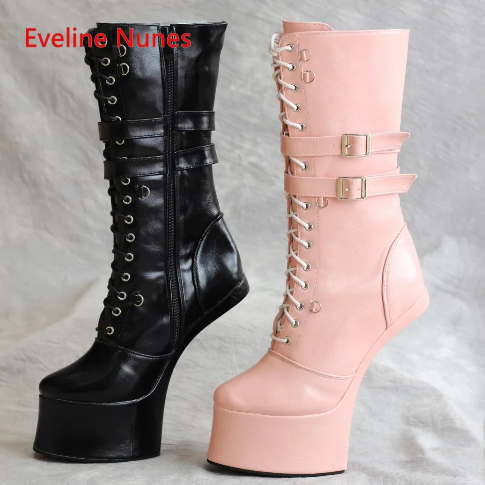 

New Arrival Plus Size Ankle Boots Women's Platform Round Toe Hoof Heel 18cm Cosplay Sexy Pole Dance Shoes For footwear