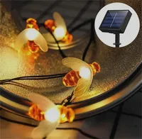 Christmas Wedding Holiday Garlands Decor Fairy Lights LED Solar 8 Mode Cute Honey Bees String Light Garden Decoration Outdoor