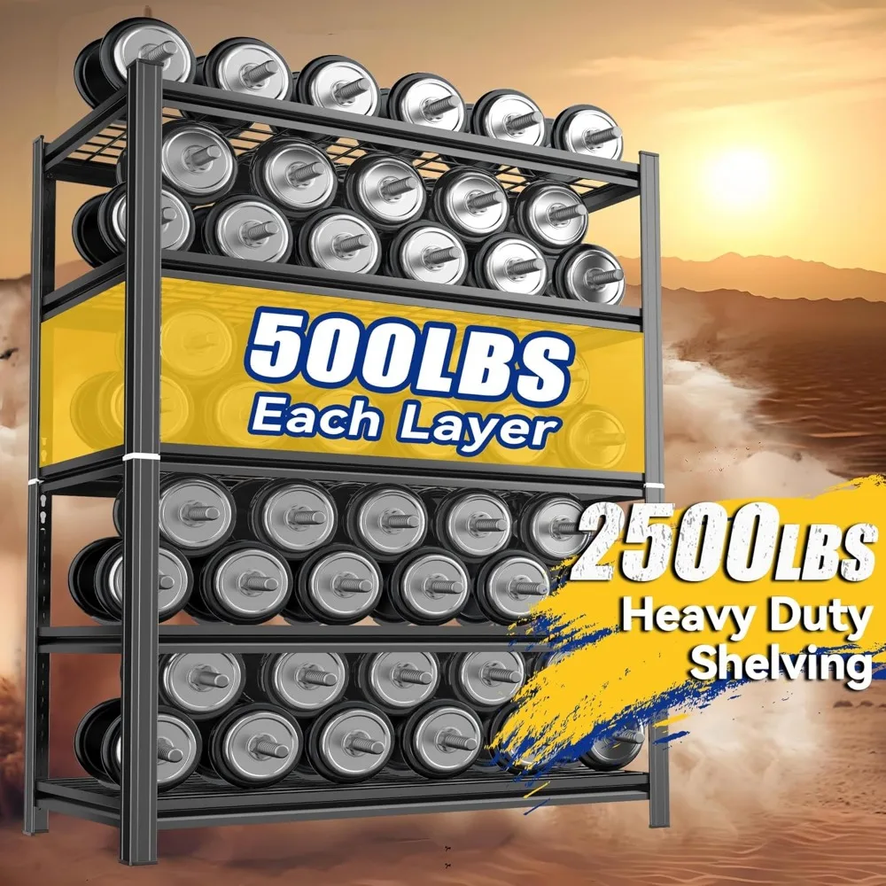 Heavy-Duty Adjustable 5-Tier Wire Shelving Unit - 72 High x 35.4 Wide x 15.7 Deep, Supports 2500 lbs, Storage Solutions for Gara