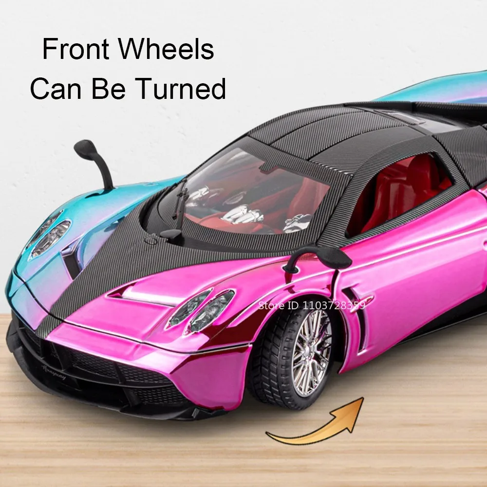 1:24 Pagani Huayra Zonda لعبة نماذج السيارات الرياضية سبيكة دييكاست سيارات خارقة صغيرة أبواب ضوء الصوت مفتوحة التراجع للهدايا الأولاد #4