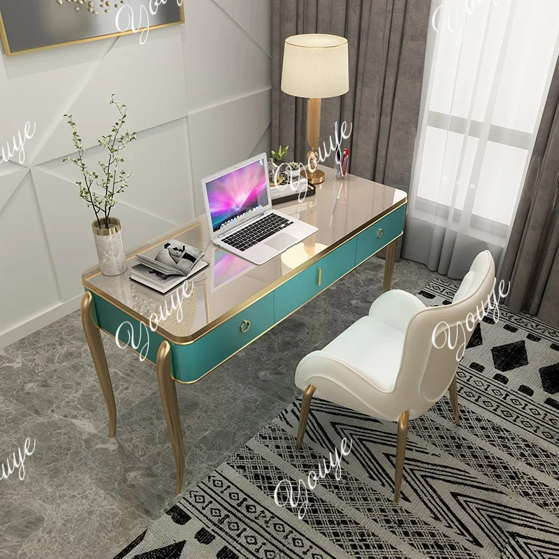 كرسي مكتب على الطراز الأمريكي الخفيف الفاخر، مكتب دراسة منزلي، مكتب بسيط وحديث من الخشب الصلب، مكتب صغير مطلي #3