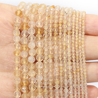 Natural Citrine Stone Beads Faceted 2mm 3mm 4mm Round Shape Beads for Jewelry Making Diy Bracelet Beading Accessories