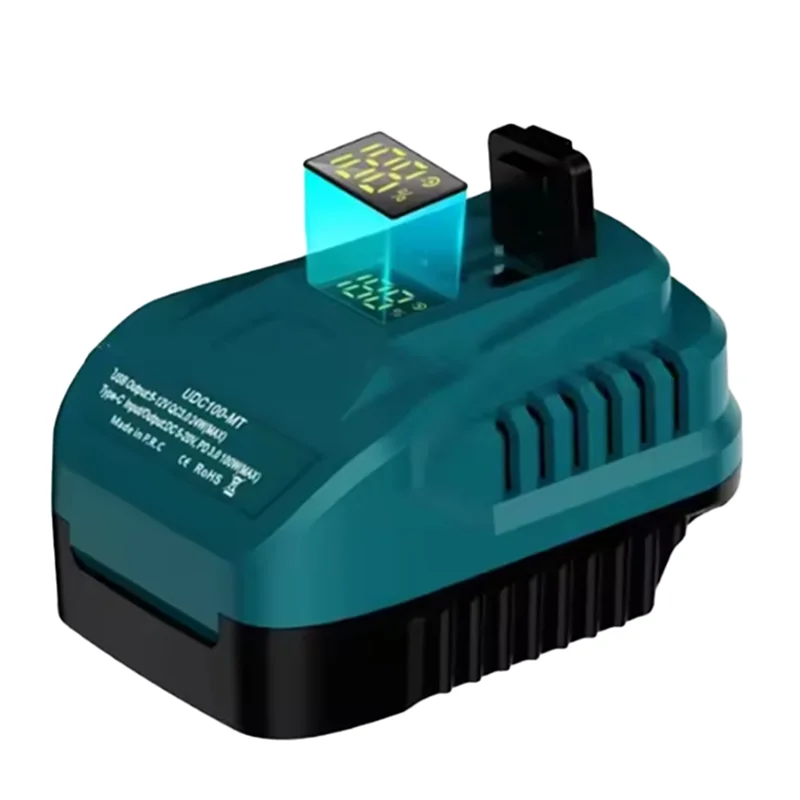 2-IN-1 Adapter Converter For  18V Lithium  Battery 100W USB Charger With LED Display Bi-Directional Adapter For