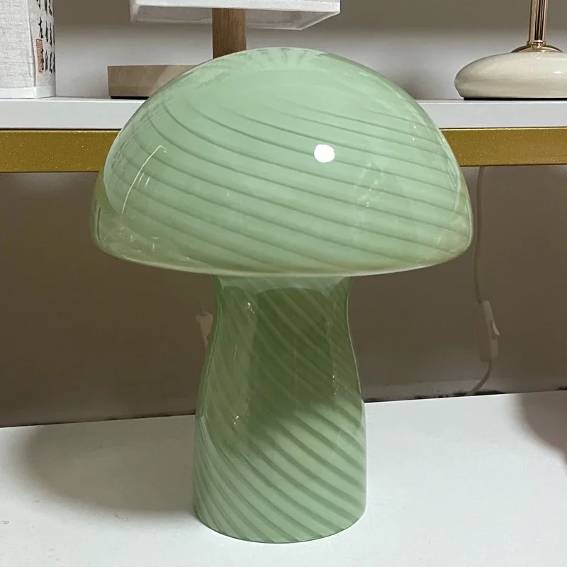 Girl Home Mushroom Table Lamp Room Decoration Glass Night Light Bedroom Bedside Desk Lamp Atmosphere Lighting Living Room Gift