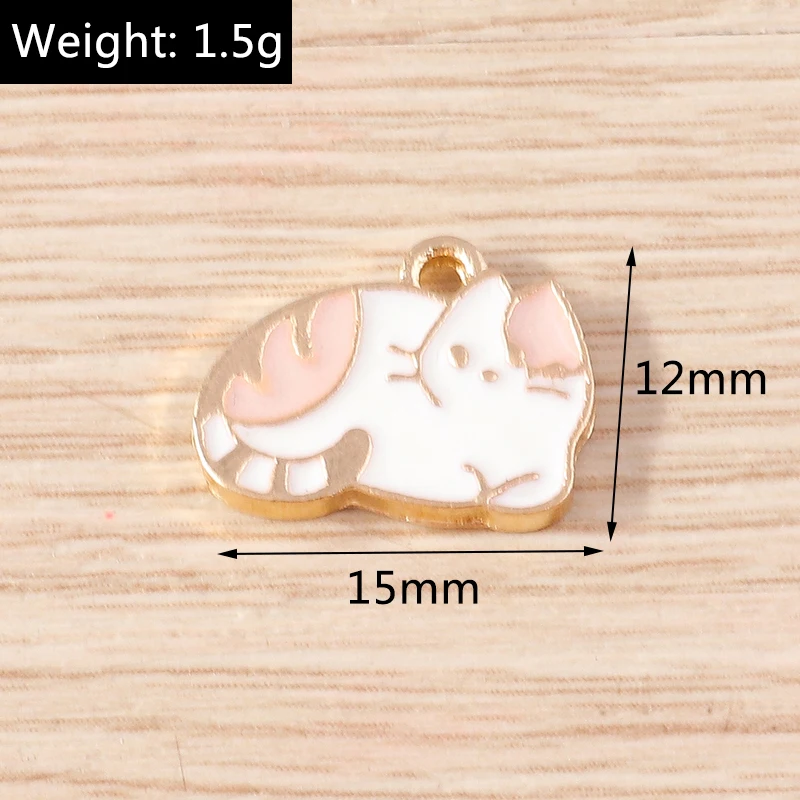 10 Stück Cartoon-Tieranhänger aus Emaille, Katzen- und Hasenanhänger für die Schmuckherstellung, Halsketten, Ohrringe, Armbänder, DIY-Bastelzubehör – Detail 11